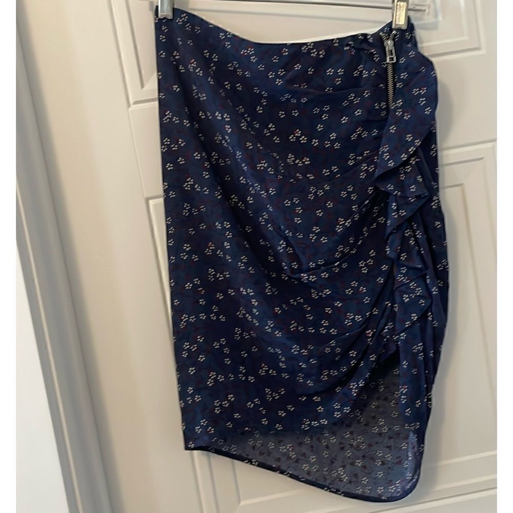 Veronica Beard Zipper Skirt in Navy Print